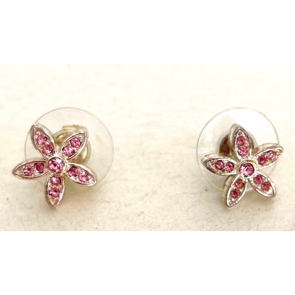 Pink Crystal Flower Design Earrings